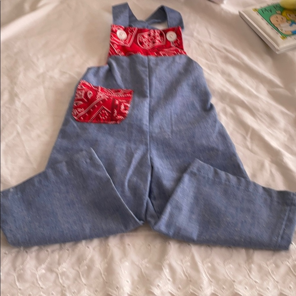 Vintage red hankie themed pants.